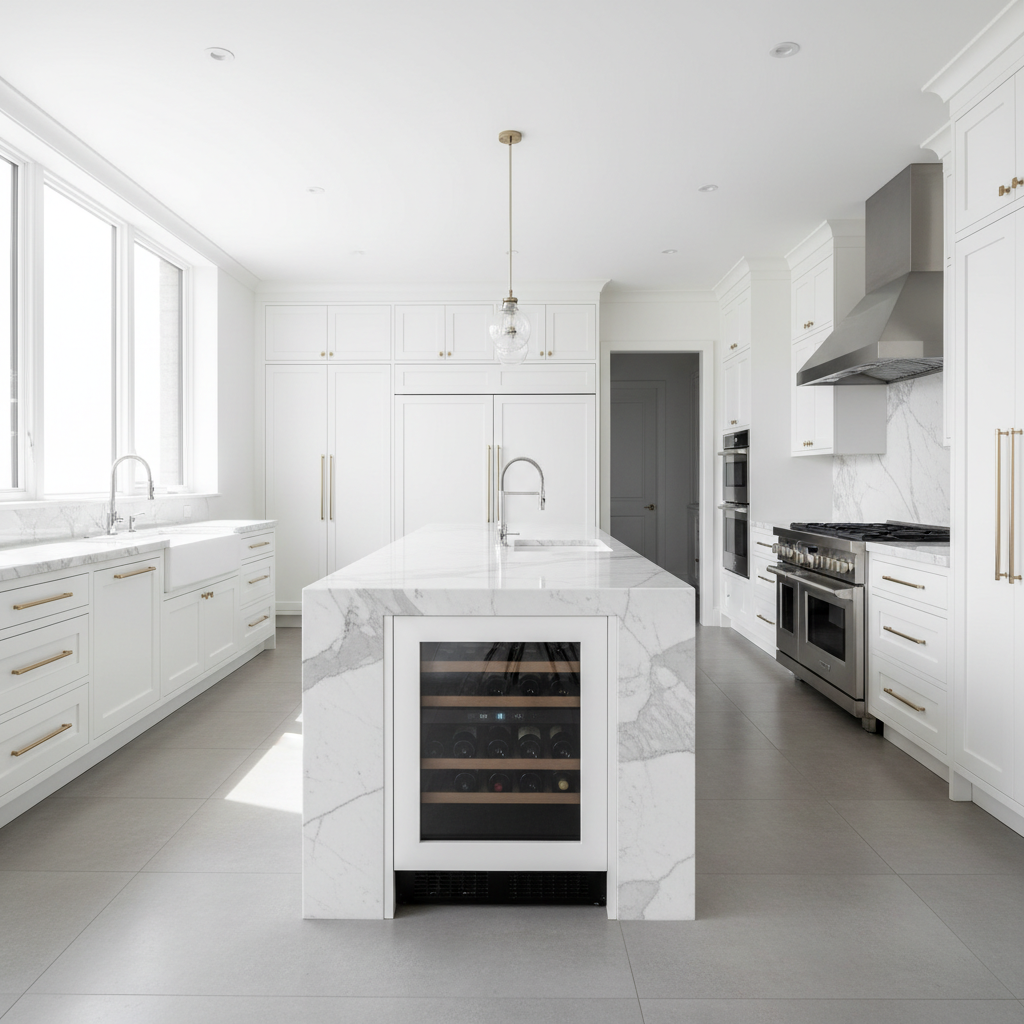 Luxury kitchen with premium built-in Miele-style appliances